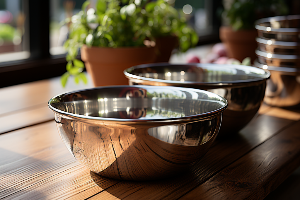 Set of stainless steel mixing bowls
